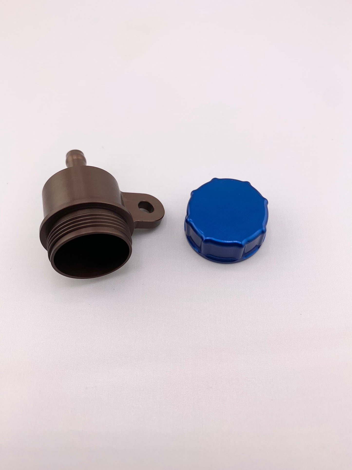 Billet Aluminum Rear Brake Reservoir 97-02 KX125-500, Bronze Body Blue Cap