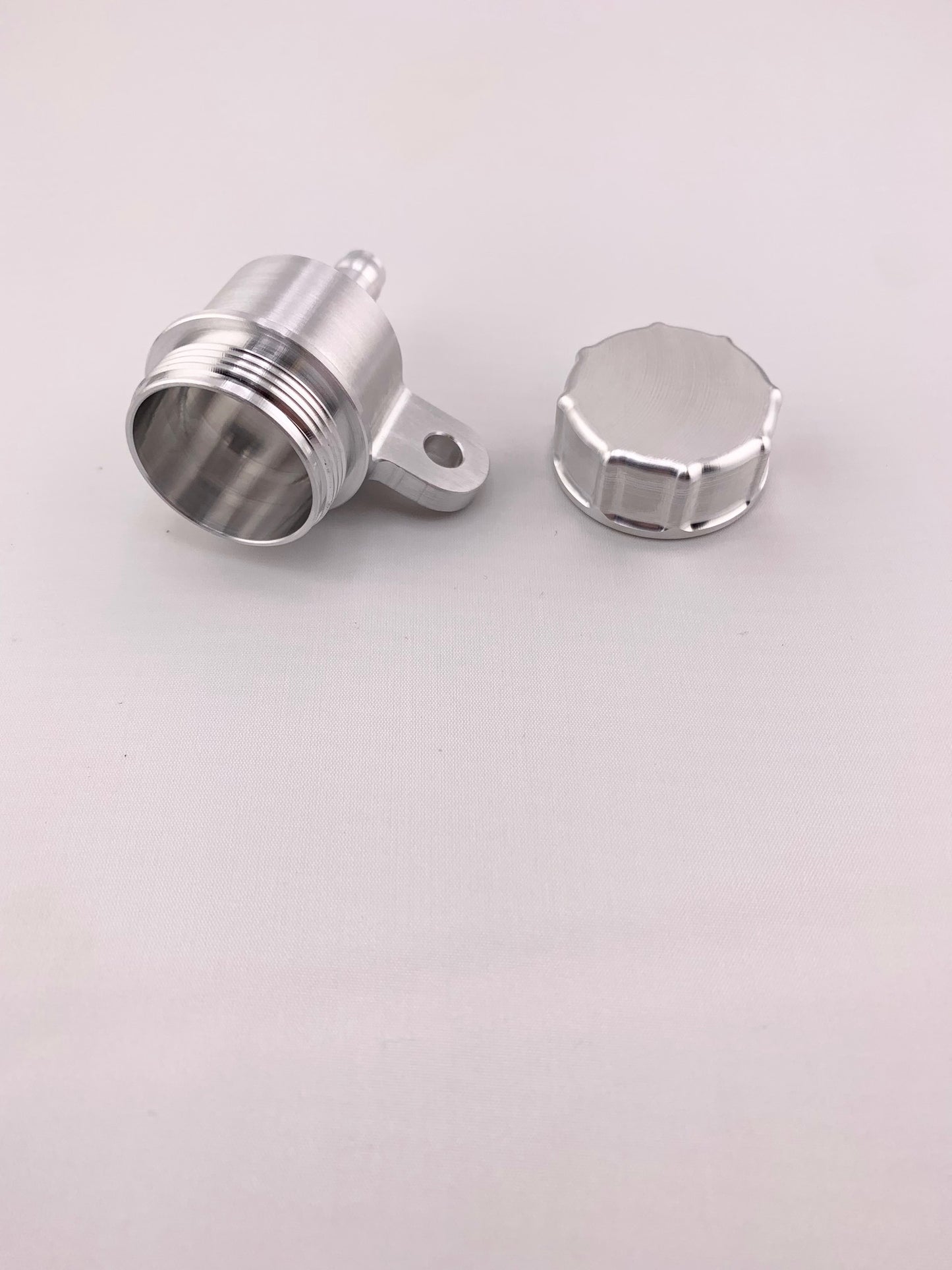 Billet Aluminum Rear Brake Reservoir 97-02 KX125-500, Raw Aluminum Body and Cap